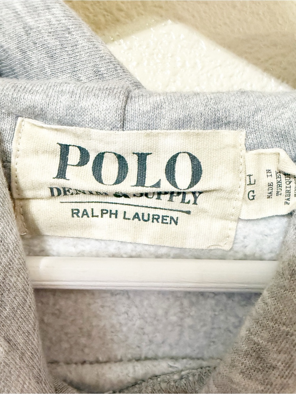 Polo Ralph Lauren Printed Western Bear Fleece Hoodie Andover Heather Grey Large - Picture 11 of 11